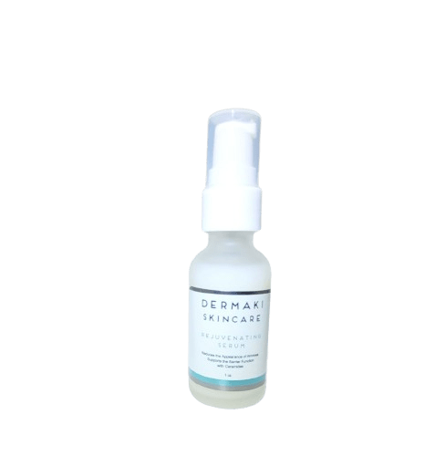 1oz Rejuvenating Serum bottle showcasing anti-aging skincare benefits for radiant skin.