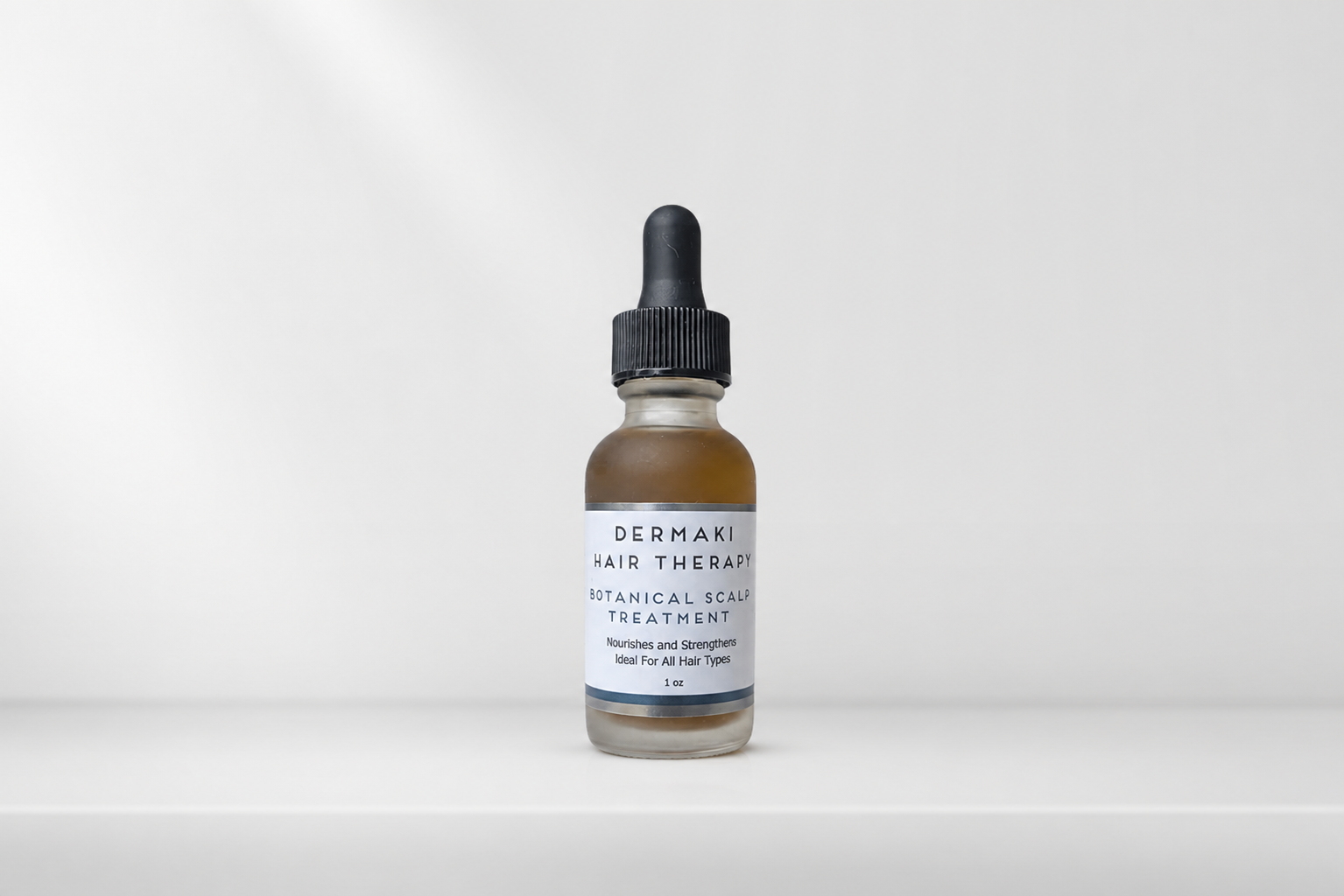 Botanical scalp treatment studio showcasing premium skincare products for healthy hair care.